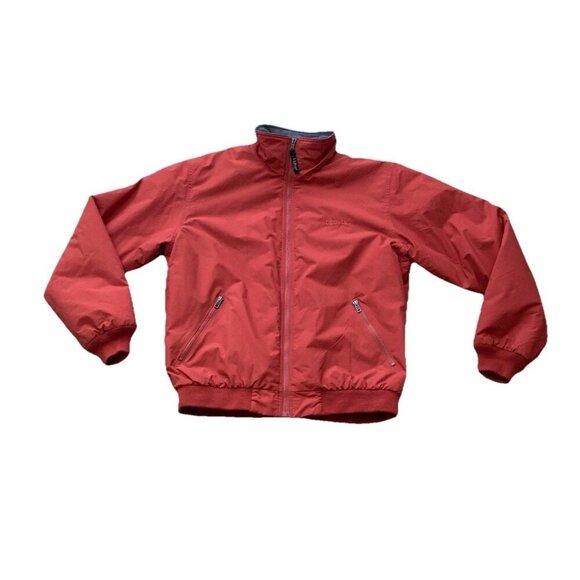 L.L Bean Coat Mens Medium Red Orange Thinsulate Bomber Jacket Fleece Lined Zip - Picture 1 of 13